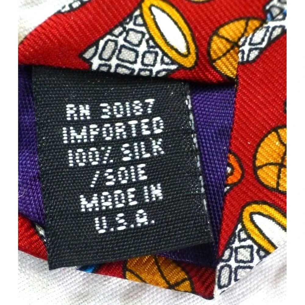Salant Menswear Save the Children Basketball Hoops Silk Tie Red & Multicolor